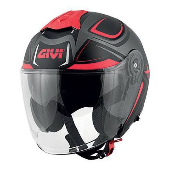 Capacete aberto Givi X22 Planet Hyper Fosco Preto/vermelho/ Fluor Capacete aberto Givi X22 Planet Hyper Fosco Preto/vermelho/ Fluor