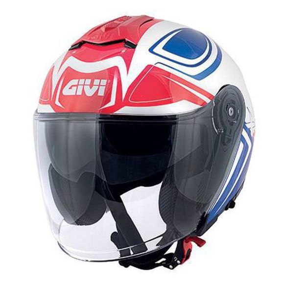 Capacete aberto Givi X22 Planet Hyper Fosco Branco/azul/vermelho Capacete aberto Givi X22 Planet Hyper Fosco Branco/azul/vermelho