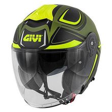 Capacete aberto Givi X22 Planet Hyper Fosco Preto/verde Militar/amarelo